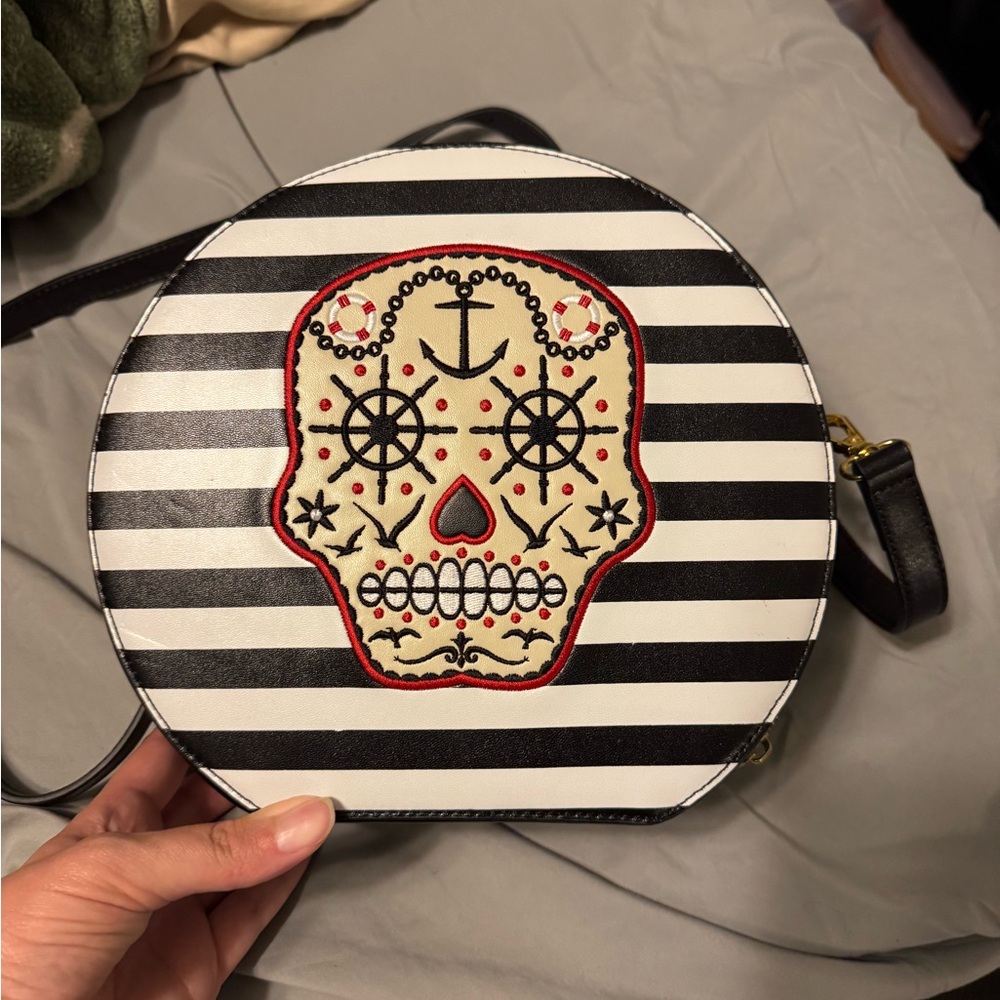Striped Skull Crossbody Bag
